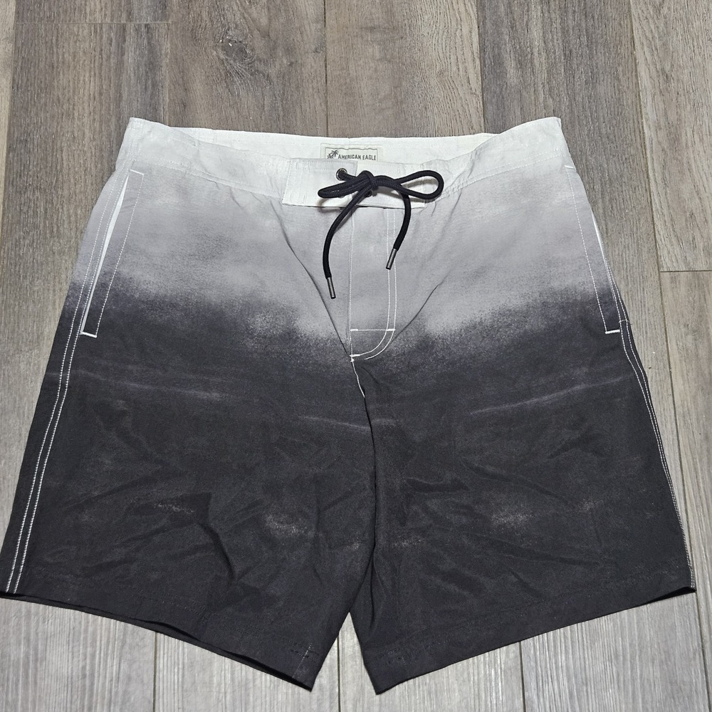 American Eagle Board Shorts mens‎ Medium Swim Trunks Beach Surf Black Gray Ombre